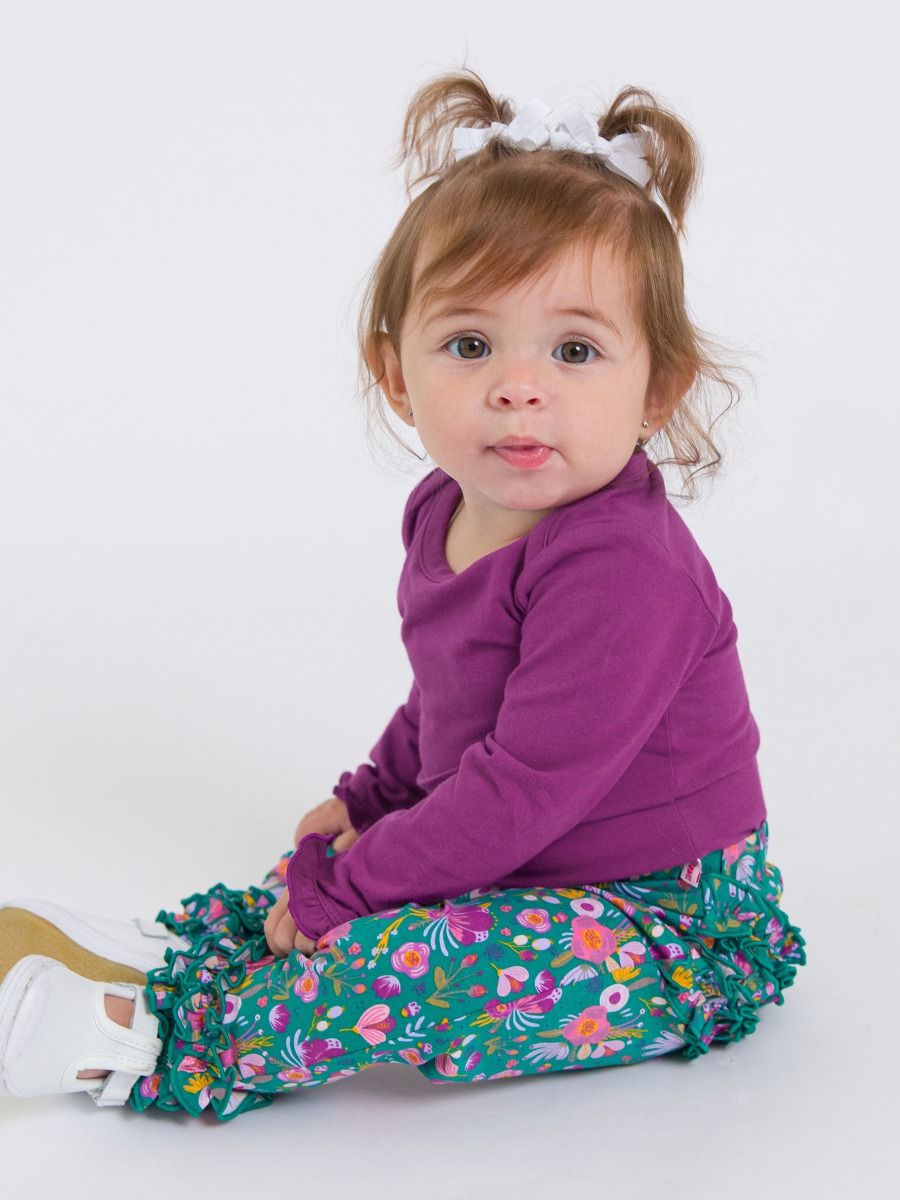Infant Ruffle Legging - Emerald Floral