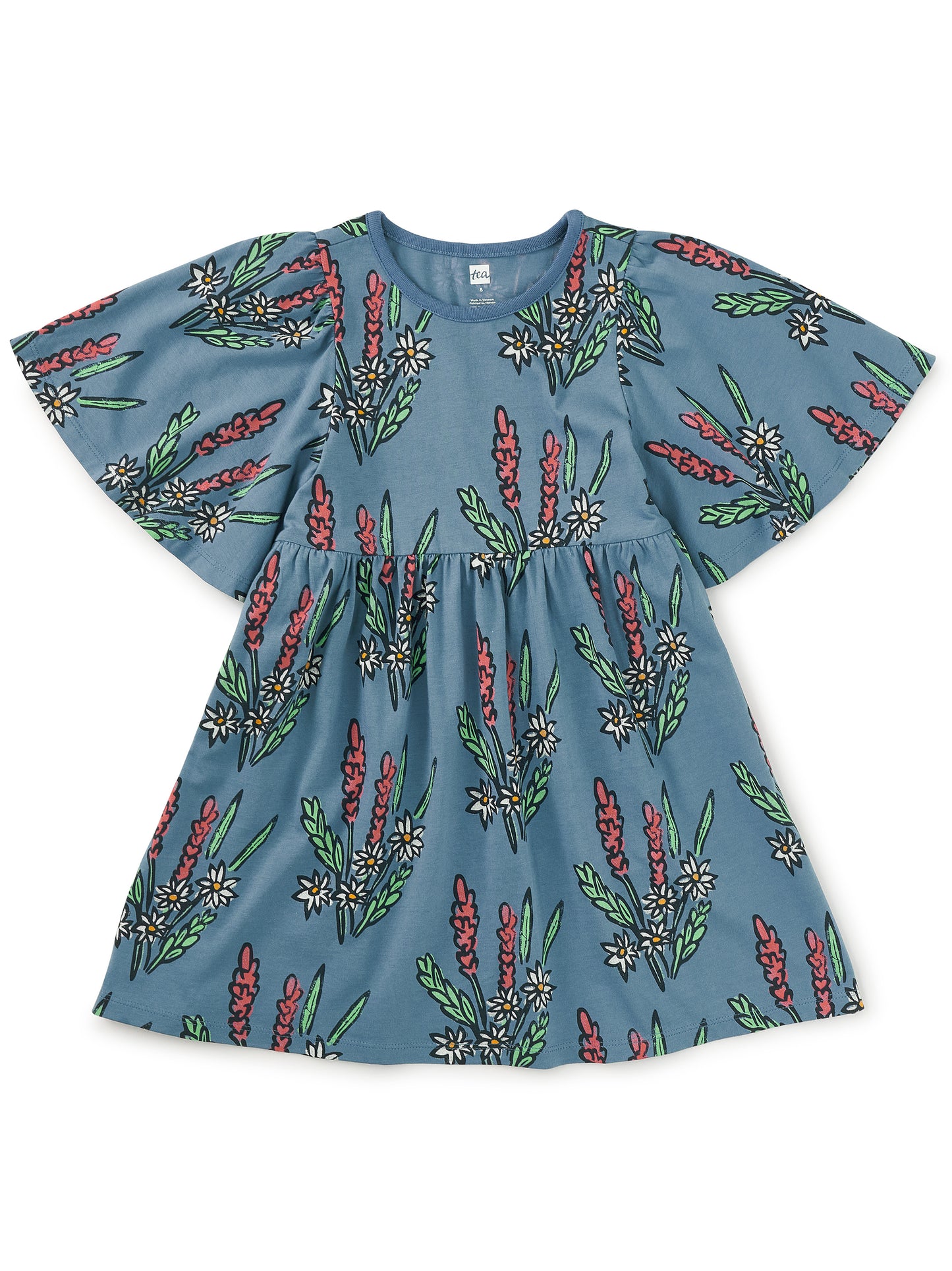Angel Sleeve Dress - Block Print Floral
