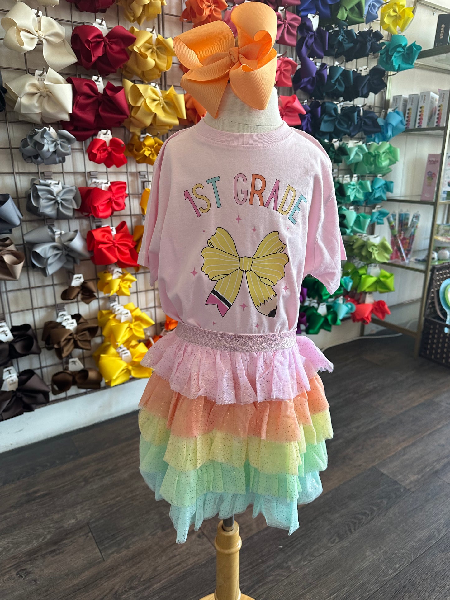 Pencil Bow Tee - 1st Grade