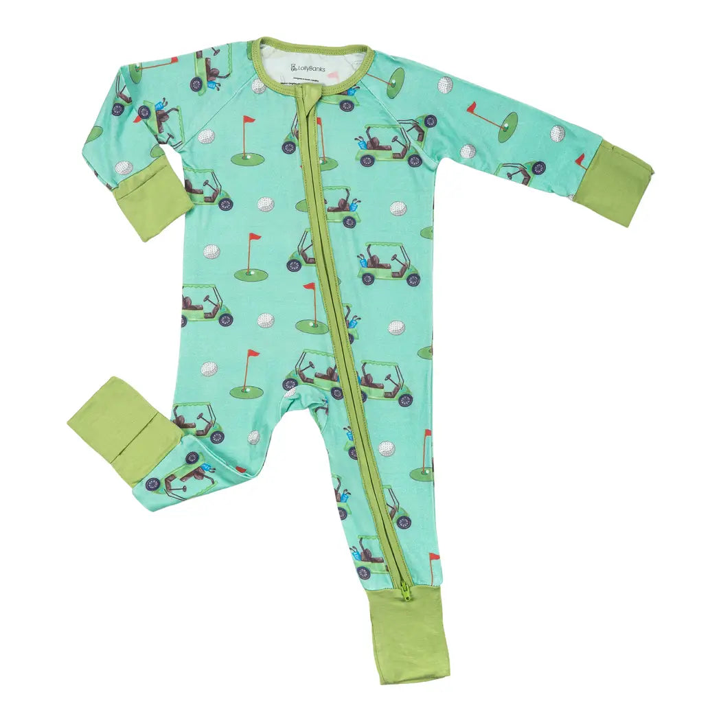Zip Up Pajama - Green Golf