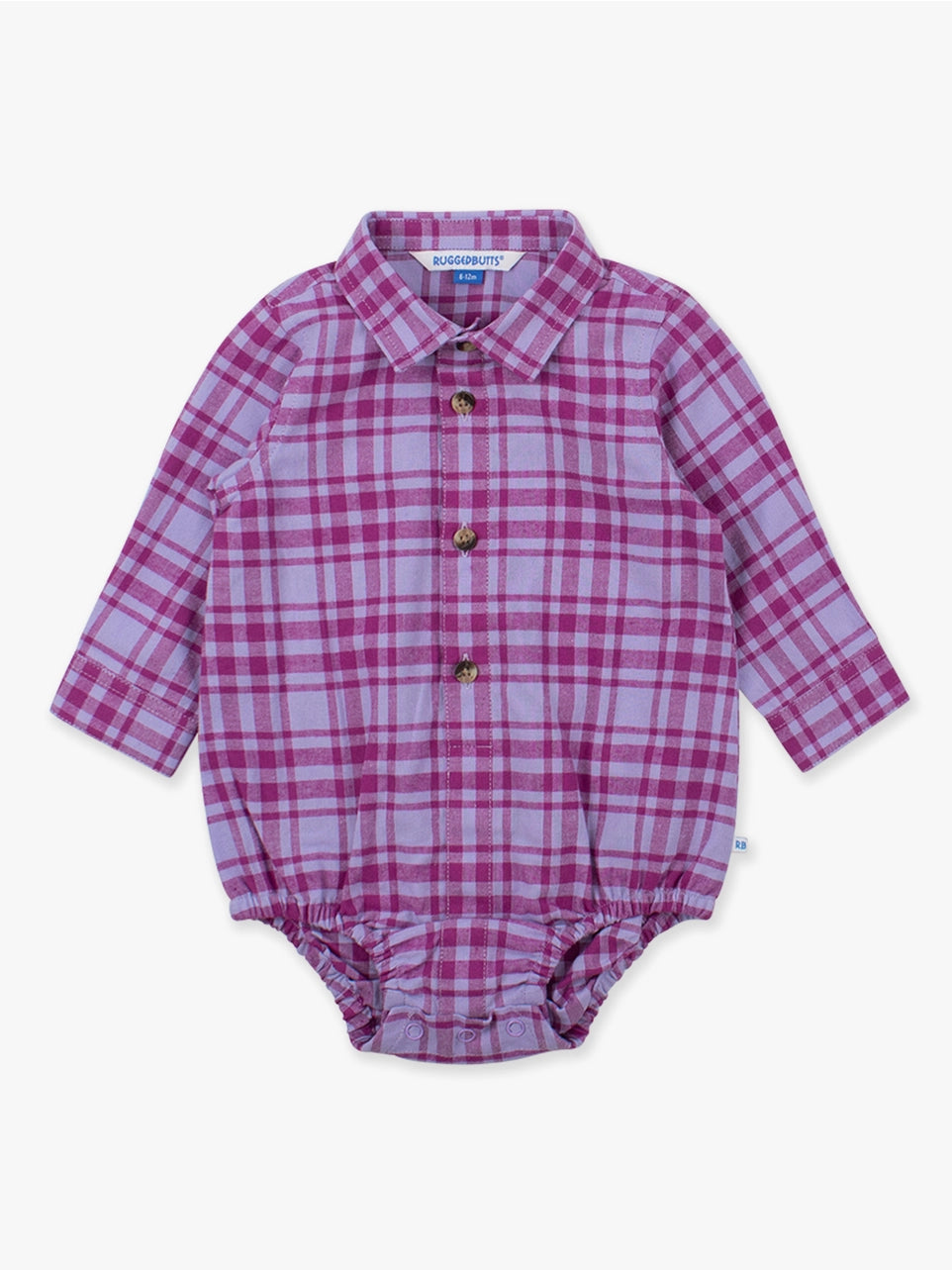 Infant Button Down Bodysuit - Plum Plaid