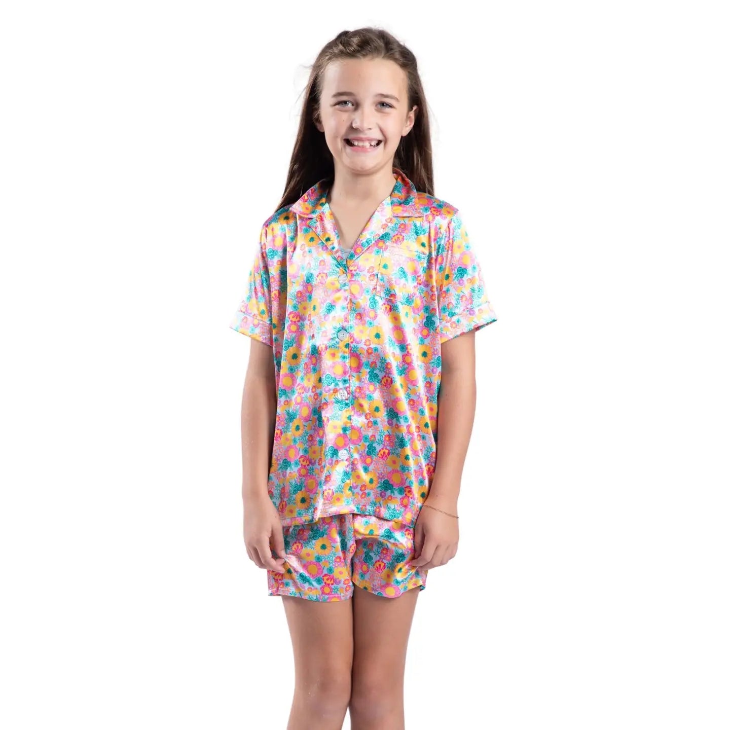 Satin PJ Set - Bold Floral