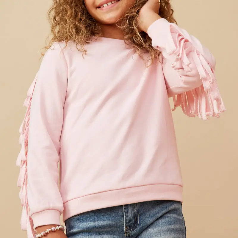 Tween Fringe Sweatshirt - Pink