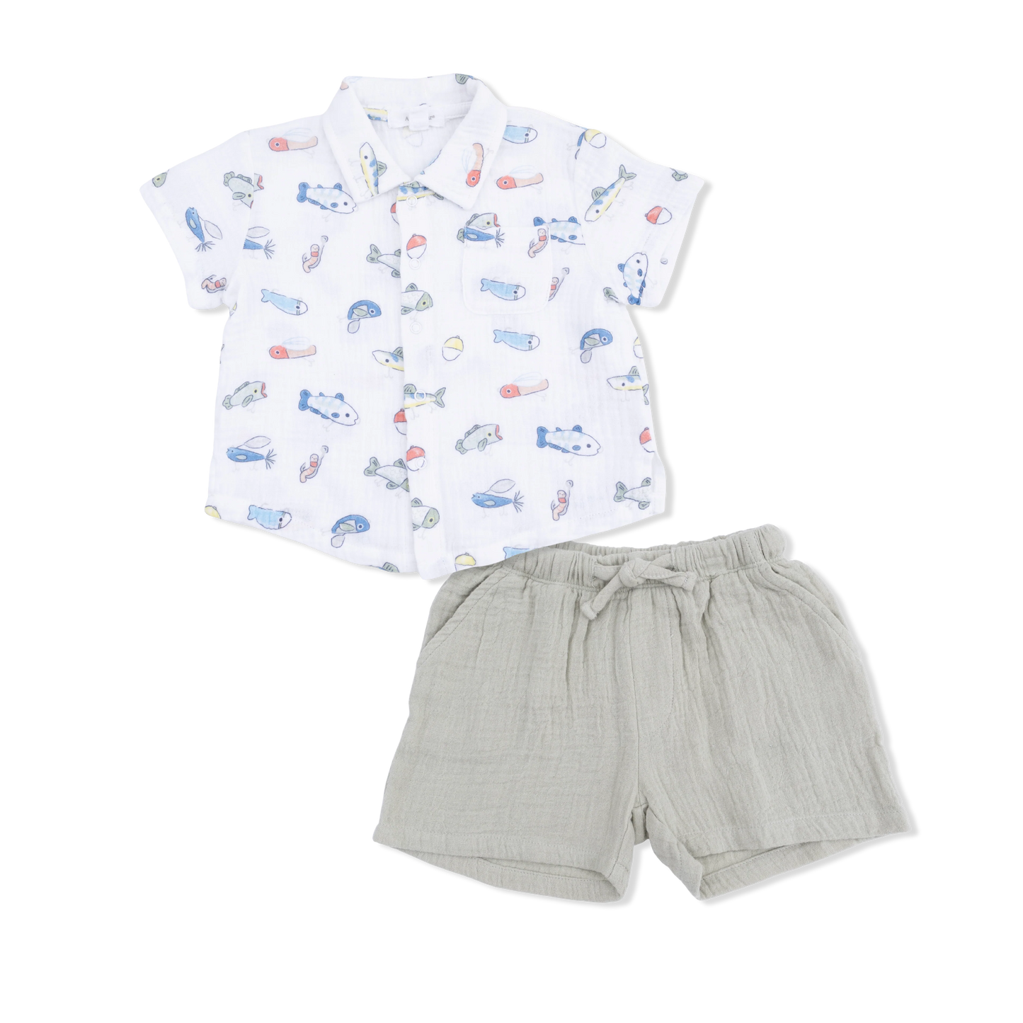 Muslin Shirt and Short Set - Fishing Lures