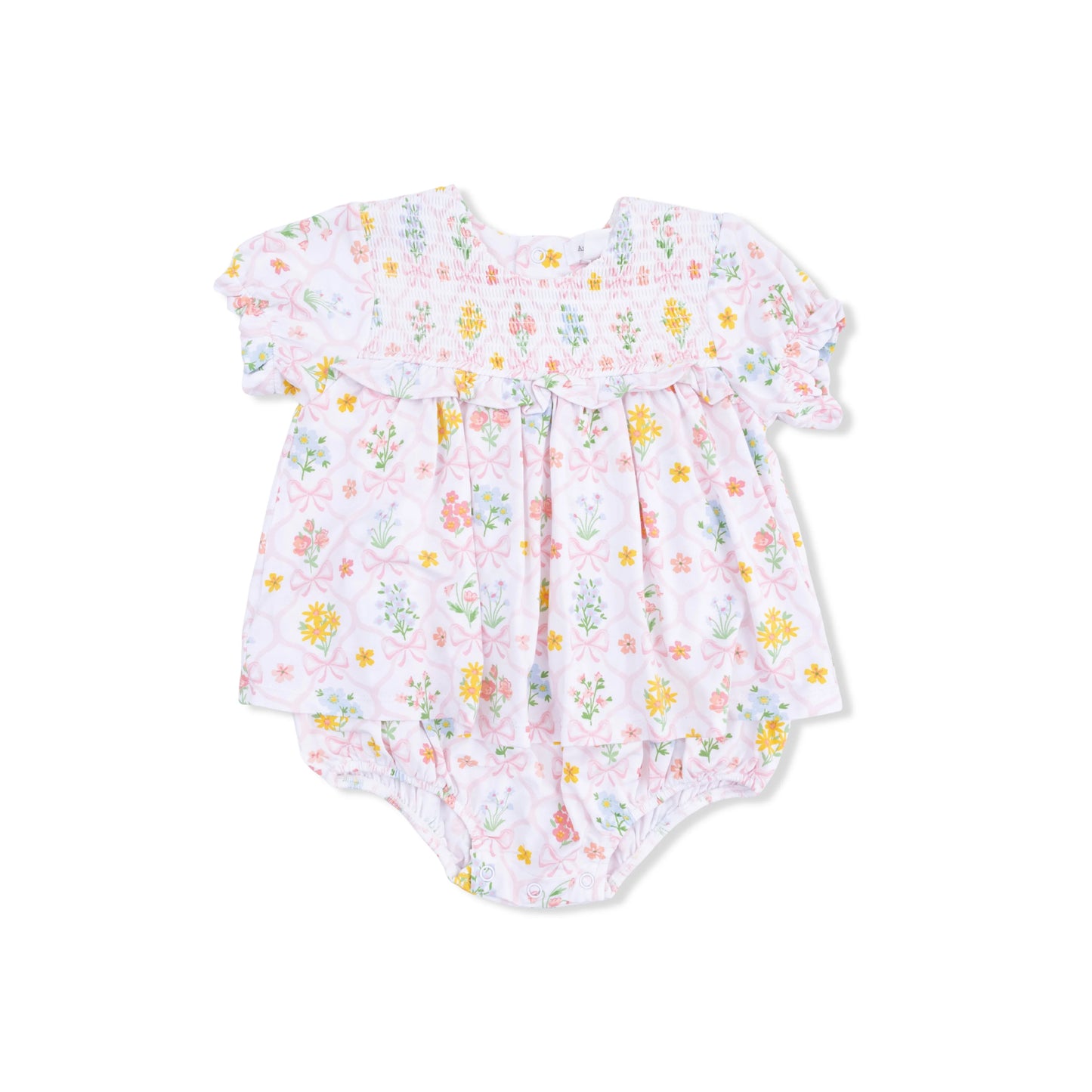 Smocked Skirted Bubble - Spring Blooms