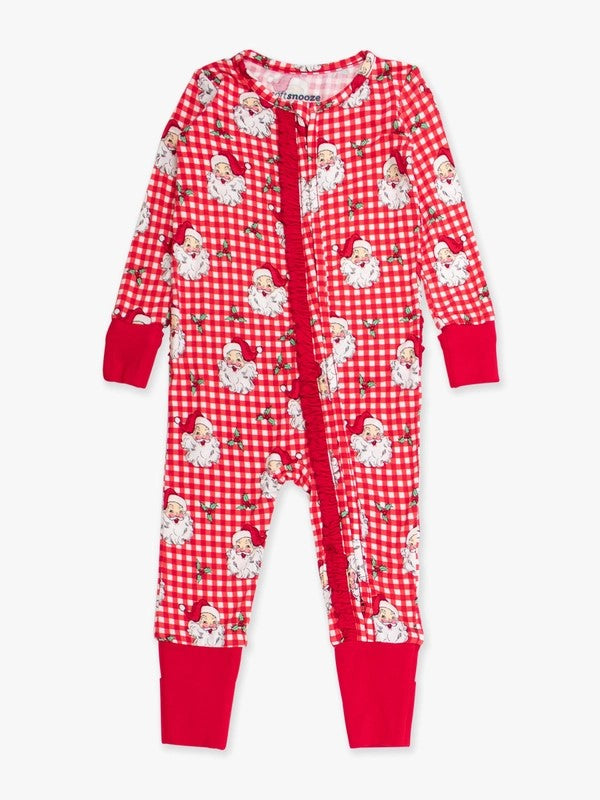 Zip Up Ruffle Bamboo PJ - Dear Santa