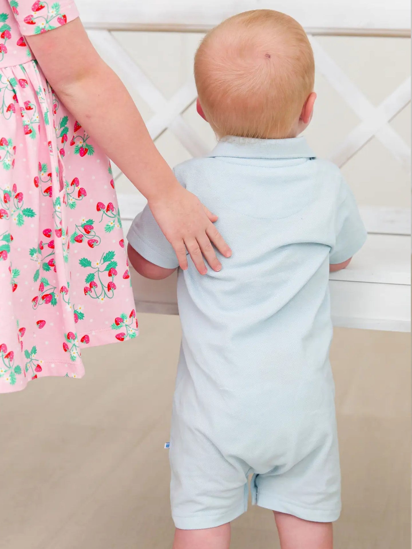 Pique Polo Romper - Powder