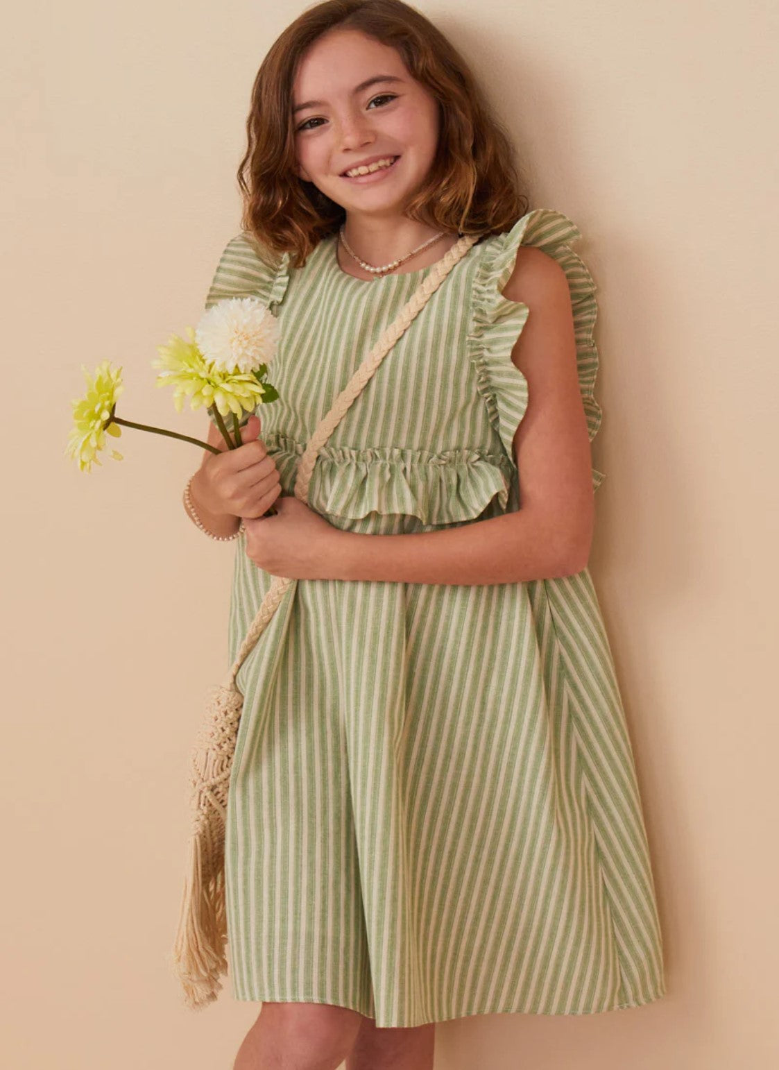 Tween Stripe Dress - Sage