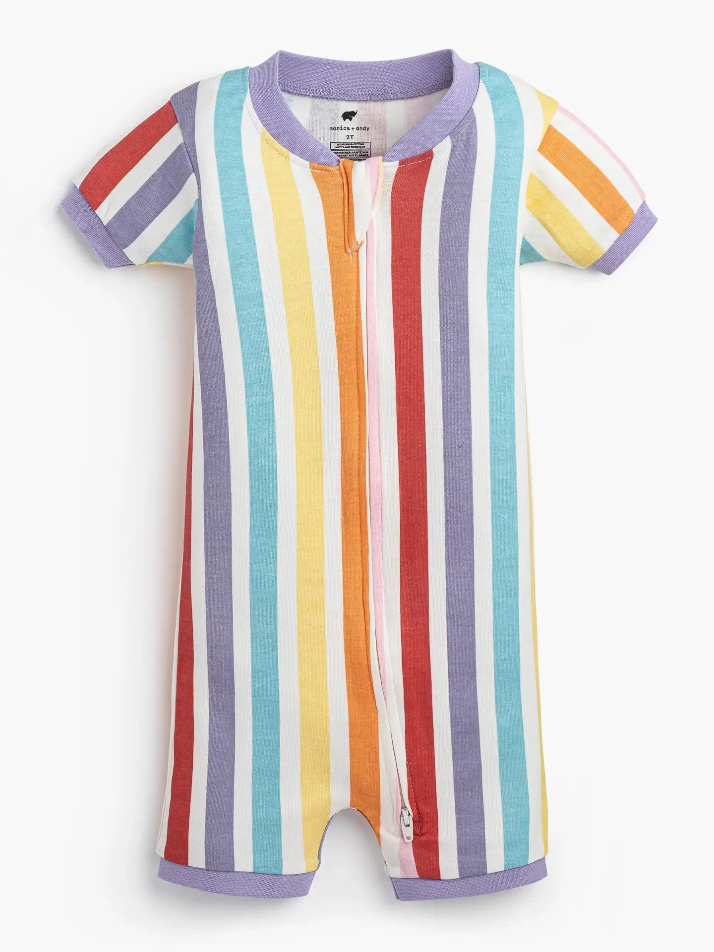 Zip Up Shorty Pajama - Stripe