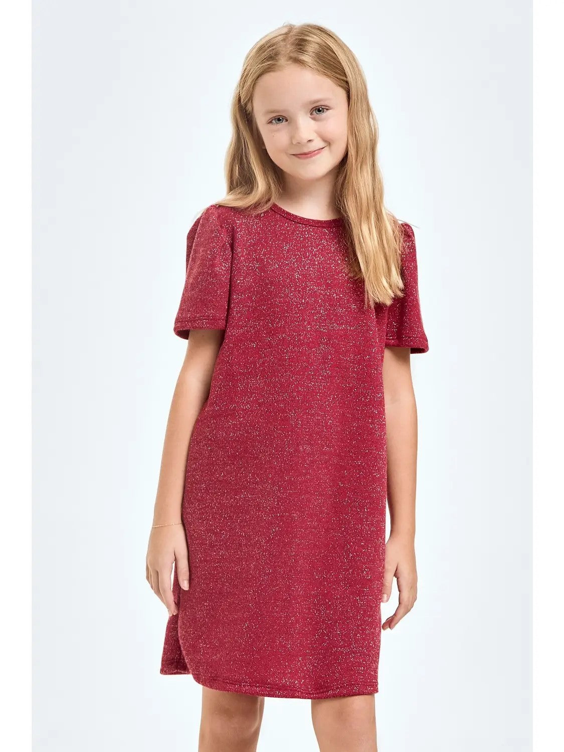 Tween Puff Sleeve Dress - Red