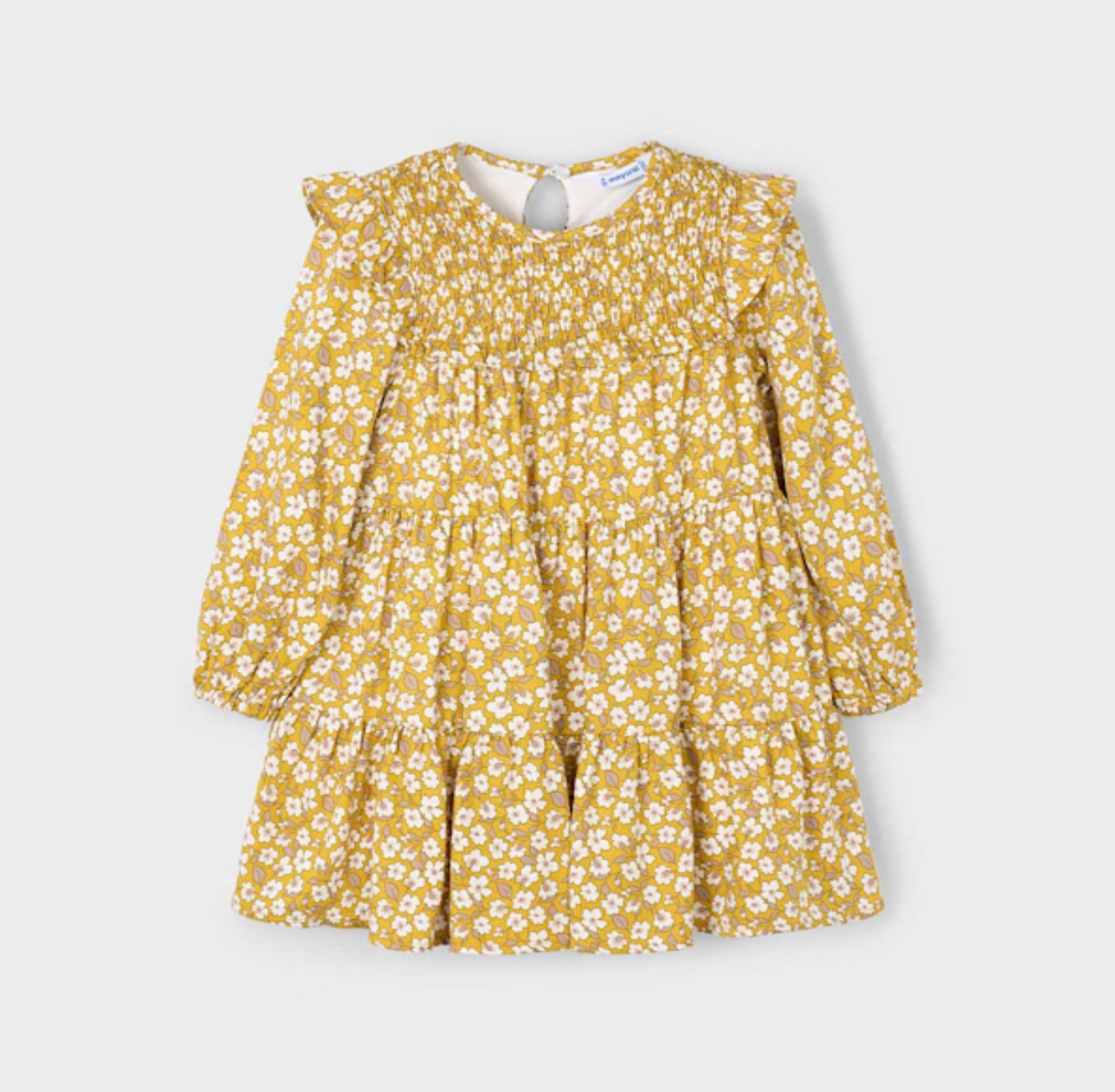 4912 - Girls Woven Dress - Taupe Floral
