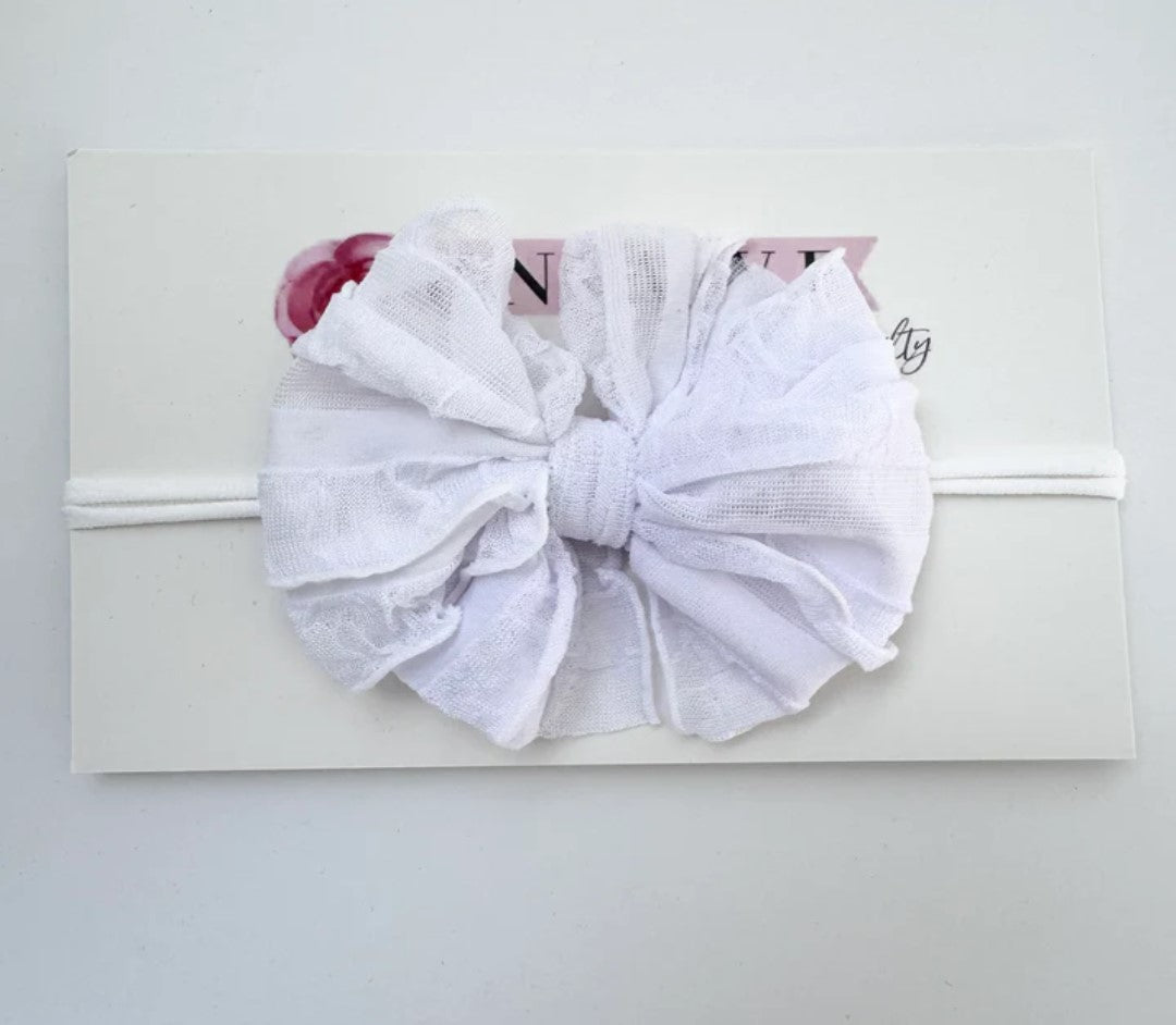 Skinny Headband Bow - White