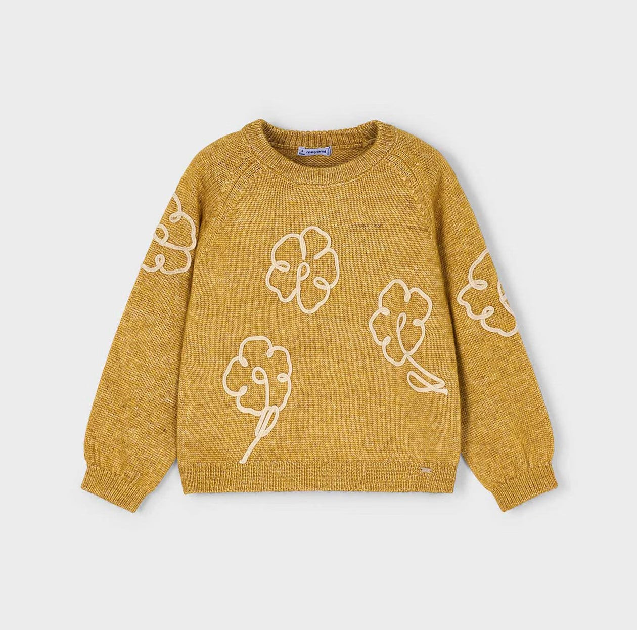4308 - Girls Applique Sweater - Mustard