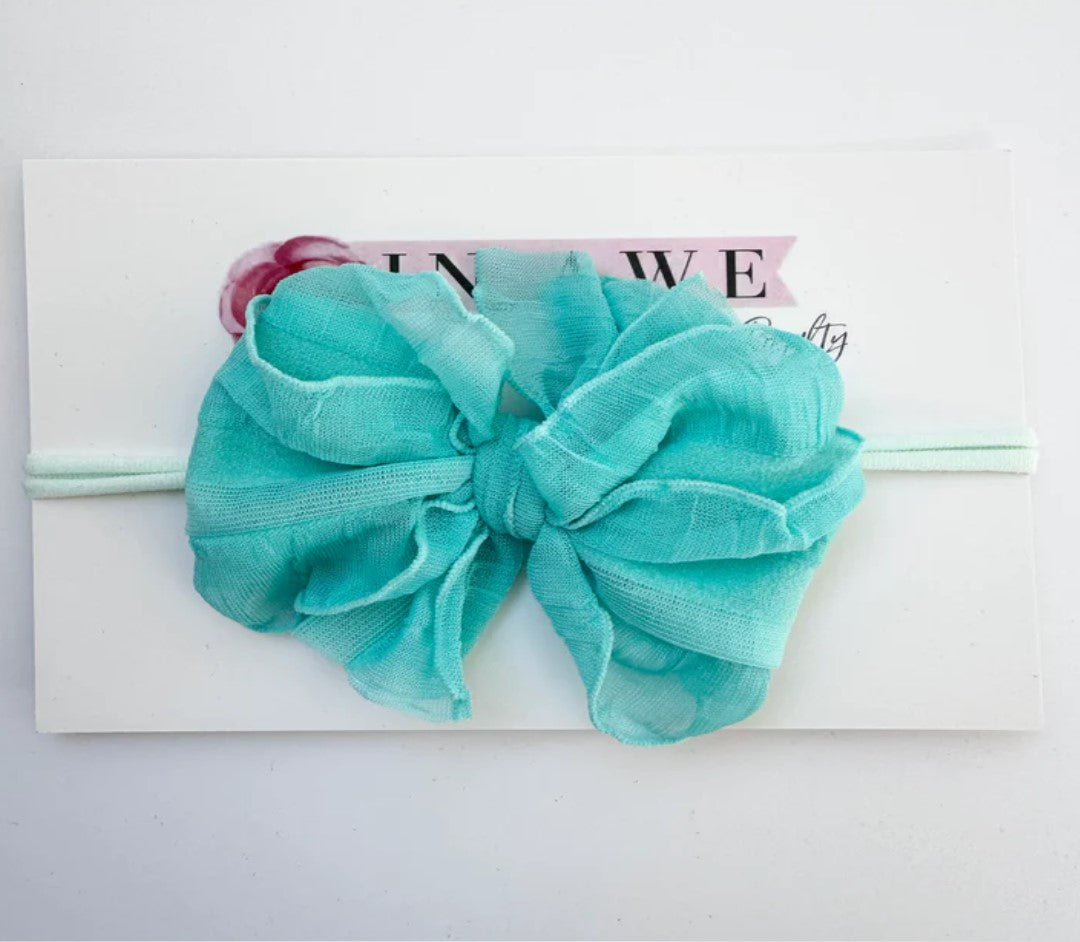 Skinny Headband Bow - Cool Mint