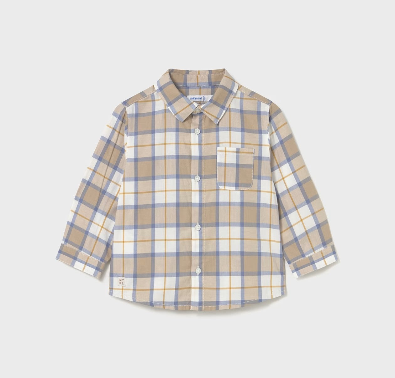 2109 - Baby Button Down - Blue & Tan