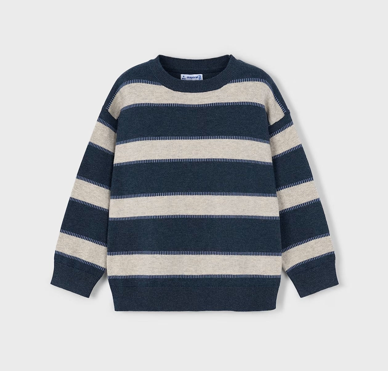 4374 - Boys Stripe Sweater - Heathered Blue
