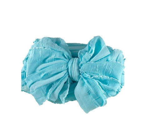 Wide Headband Bow - Aqua