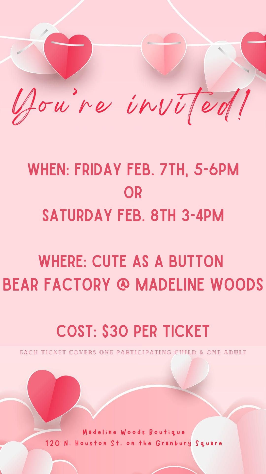 Mommy & Me Valentine's Party Ticket
