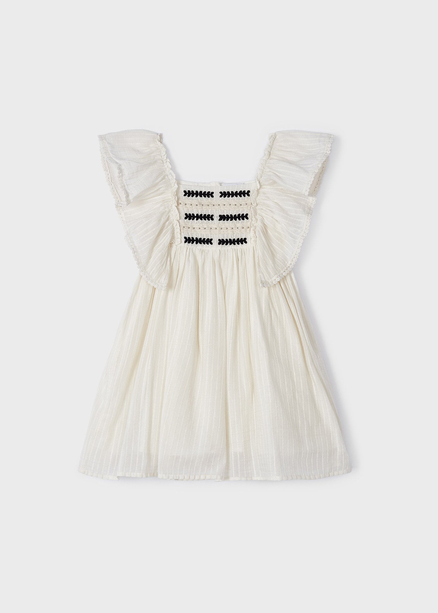 3926 - Lace Trim Dress - Ivory