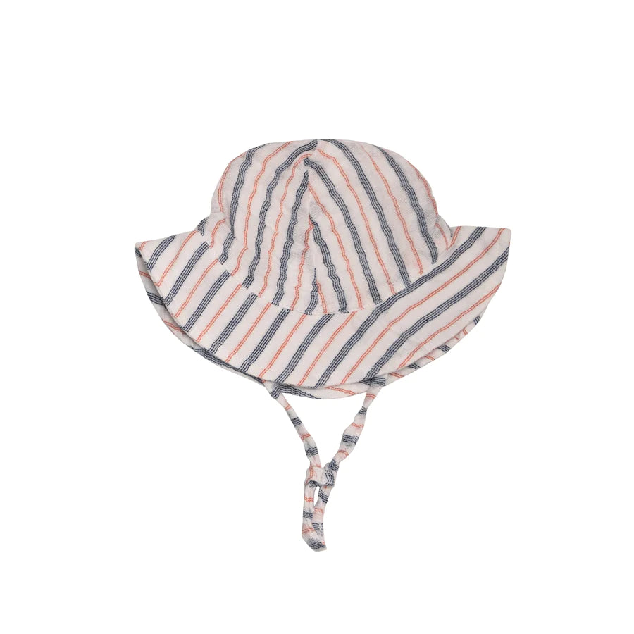 Muslin Sunhat - Navy Red Stripe