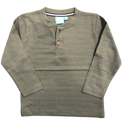 Long Sleeve Henley Top - Forest Green