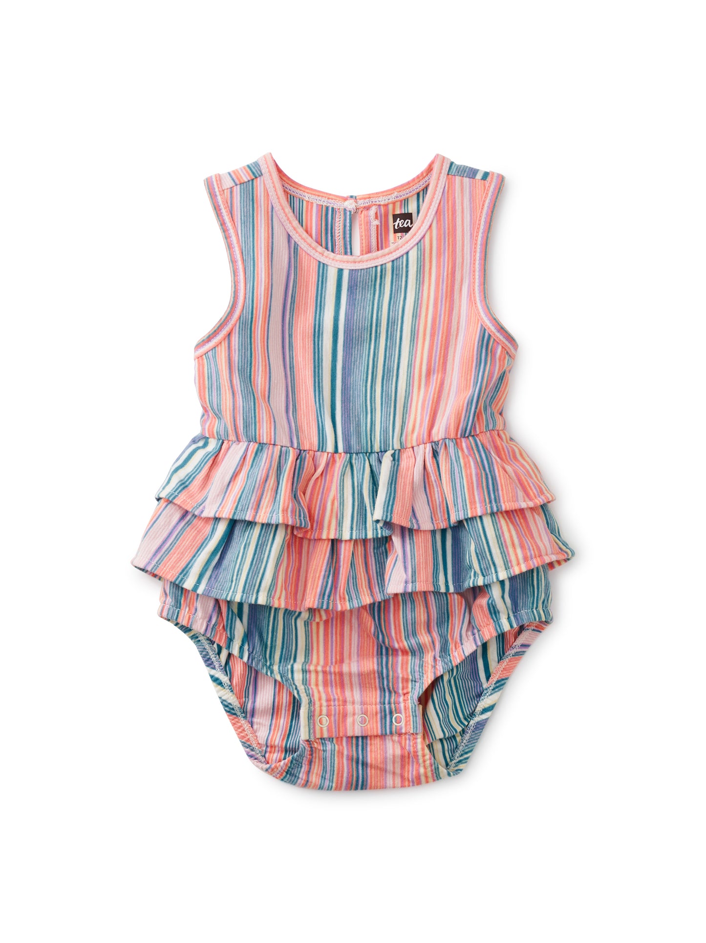 Tiered Ruffle Romper - Sunset Stripe