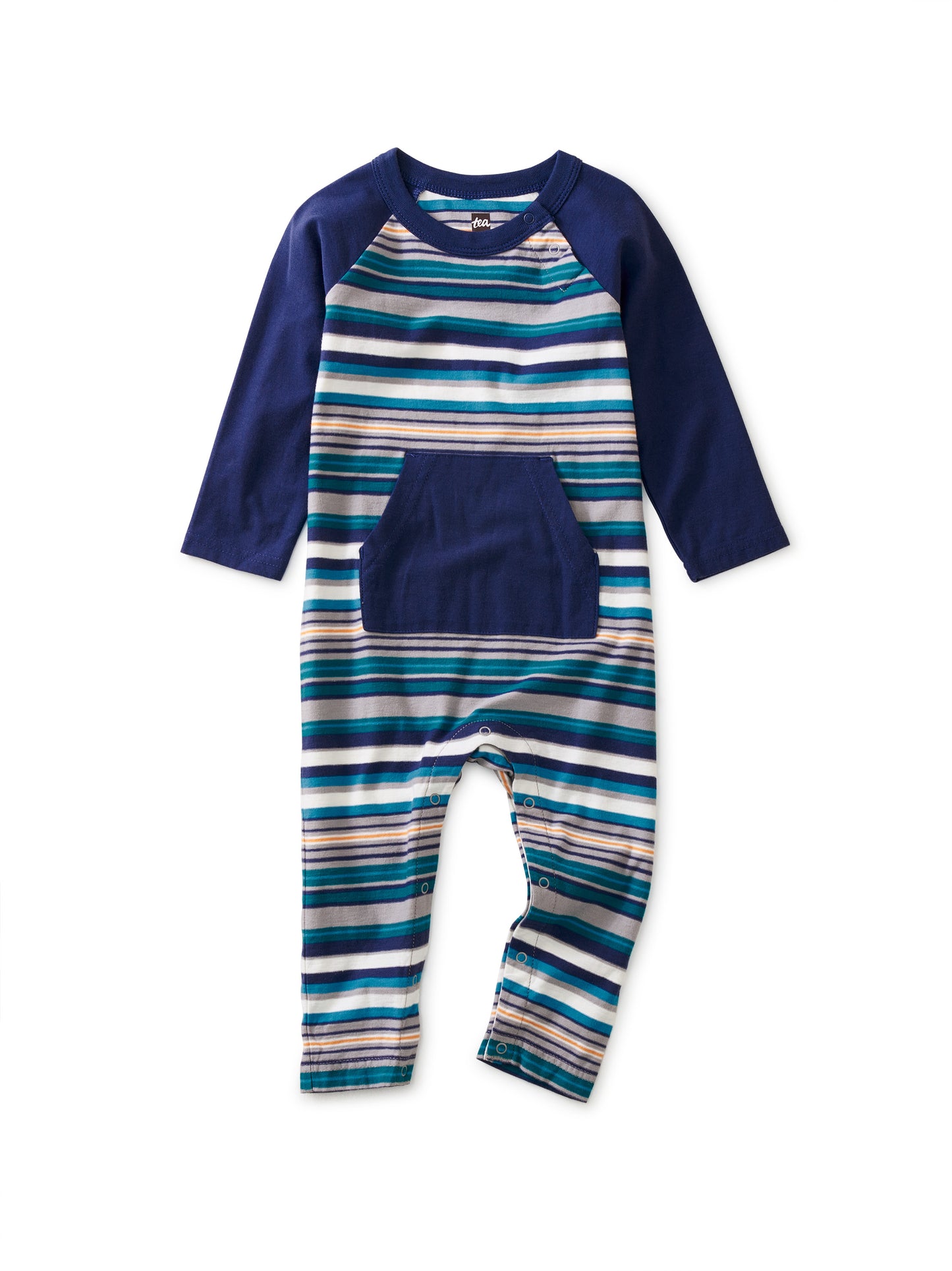 Kangaroo Pocket Romper - Sidewalk Stripe