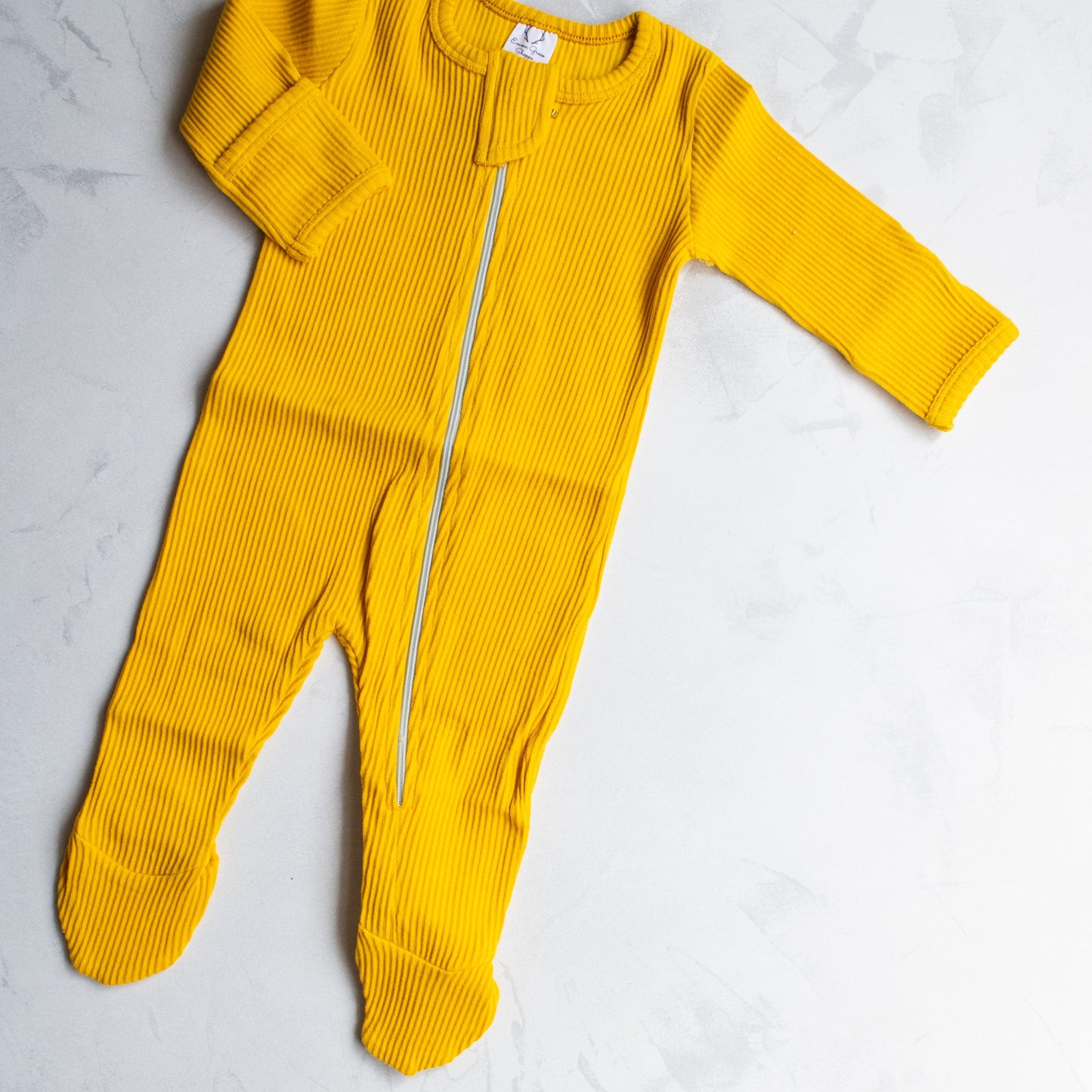 Rib Knit Footie Sleeper - Mustard