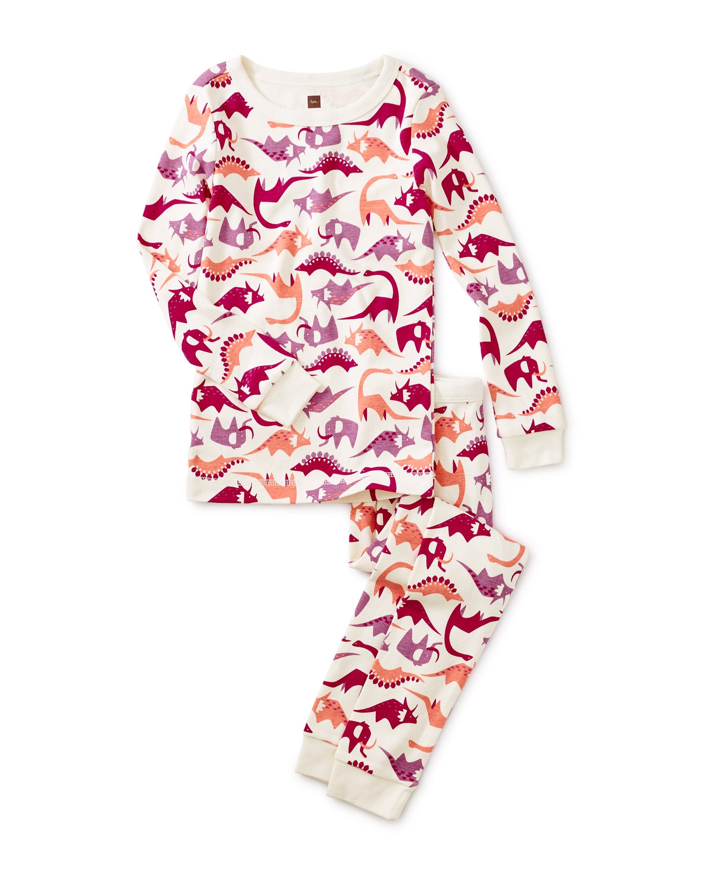 Long Sleeve 2pc Pajama - Pink Dino