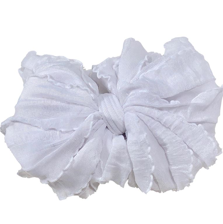 Wide Headband Bow - White