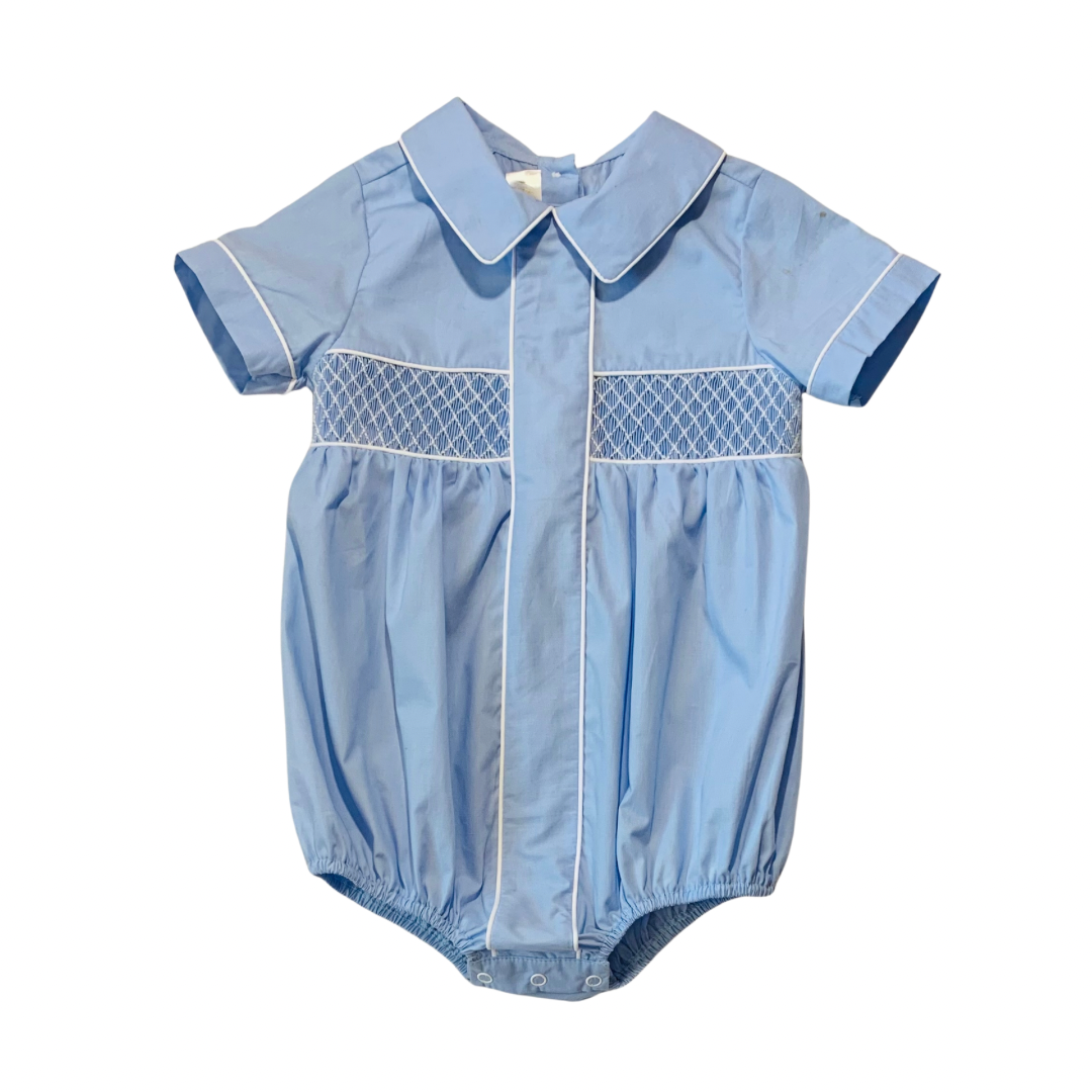 Smocked Bubble with Collar - Baby Blue