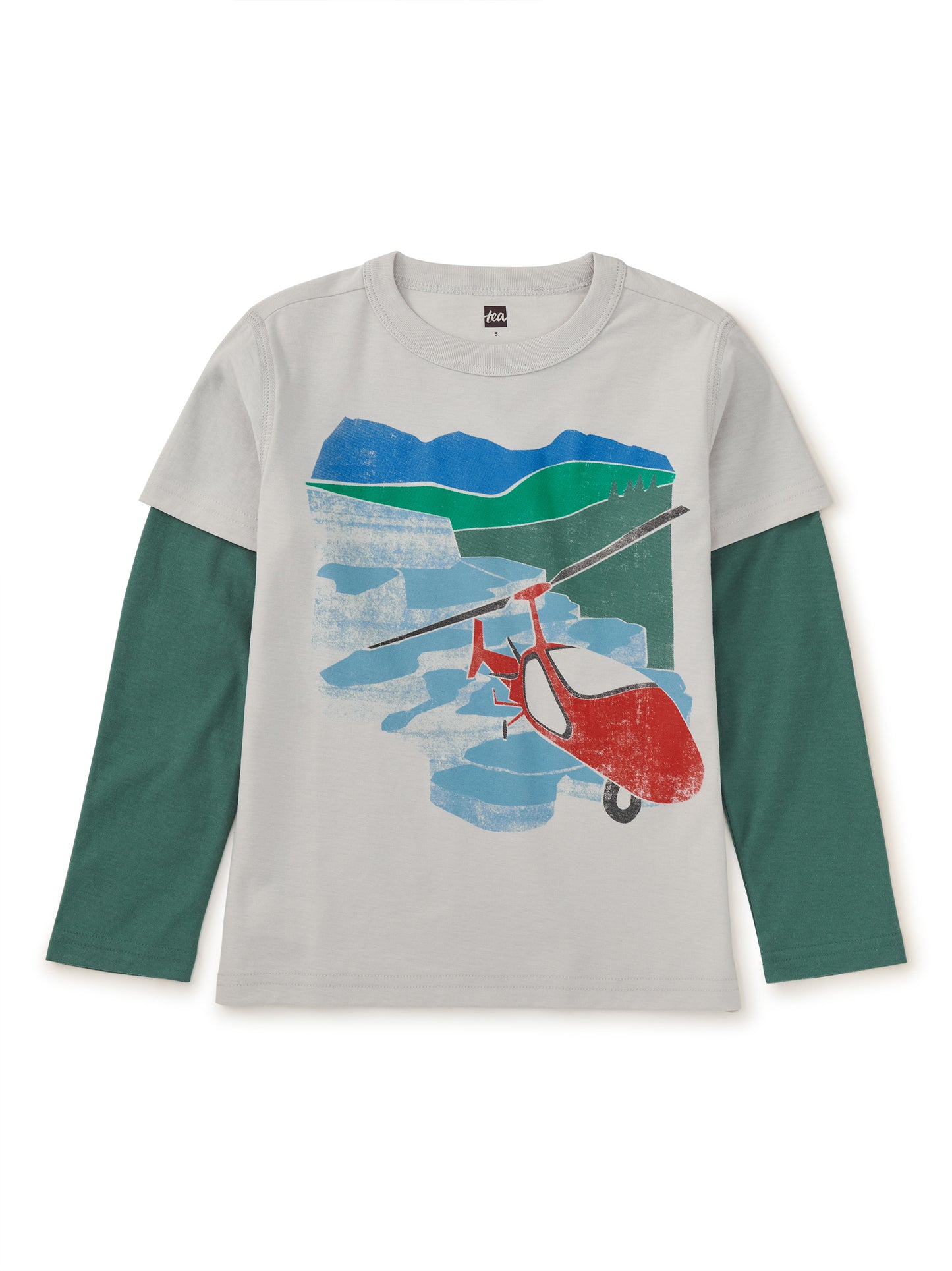 Boys Long Sleeve Graphic Tee - Helicopter