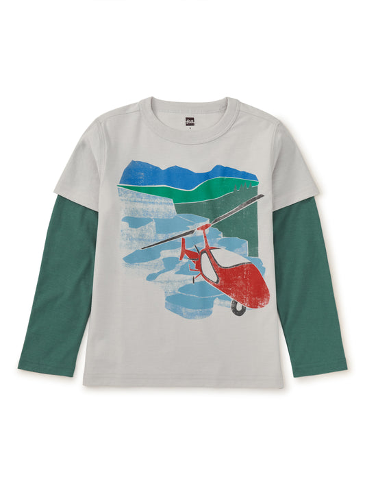 Boys Long Sleeve Graphic Tee - Helicopter