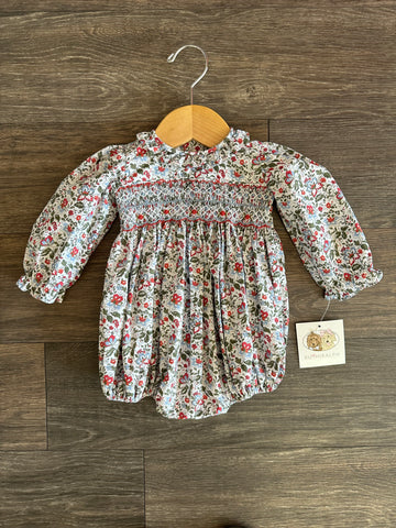 Winter Floral Smocked Bubble