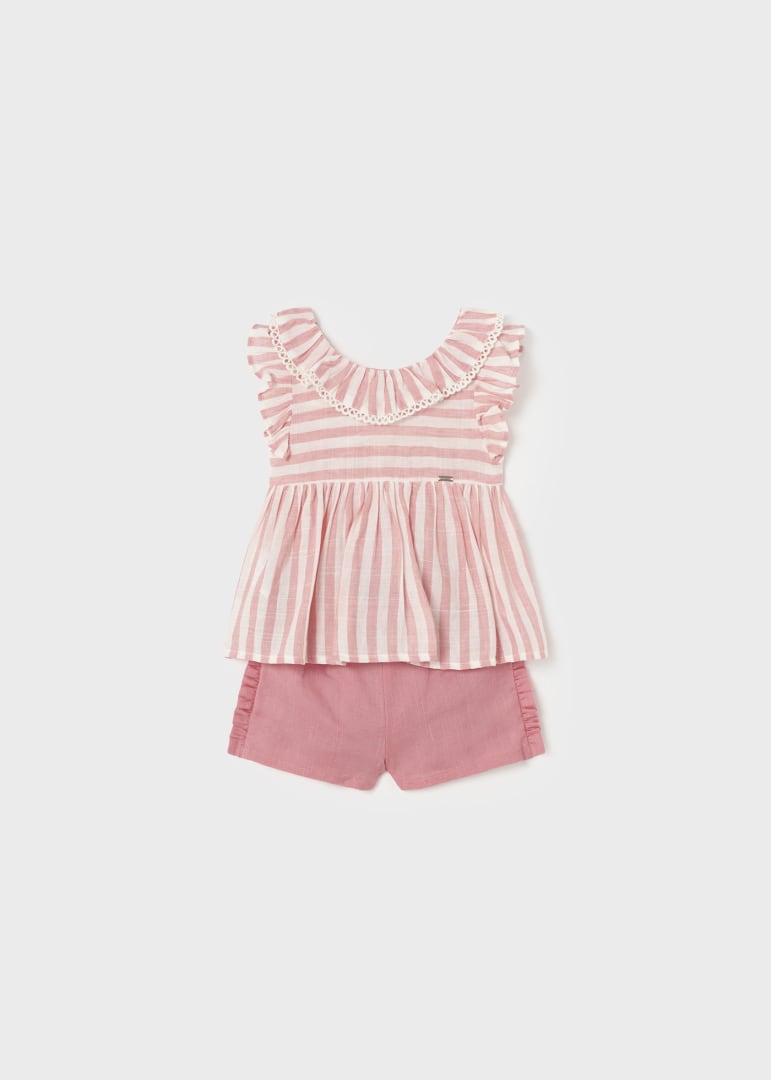 1283 - Linen Top and Short Set - Pink