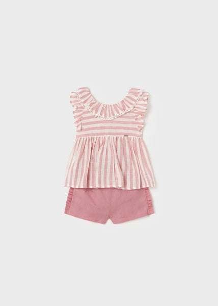 1283 - Linen Top and Short Set - Pink