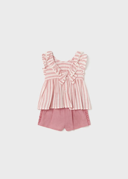 1283 - Linen Top and Short Set - Pink