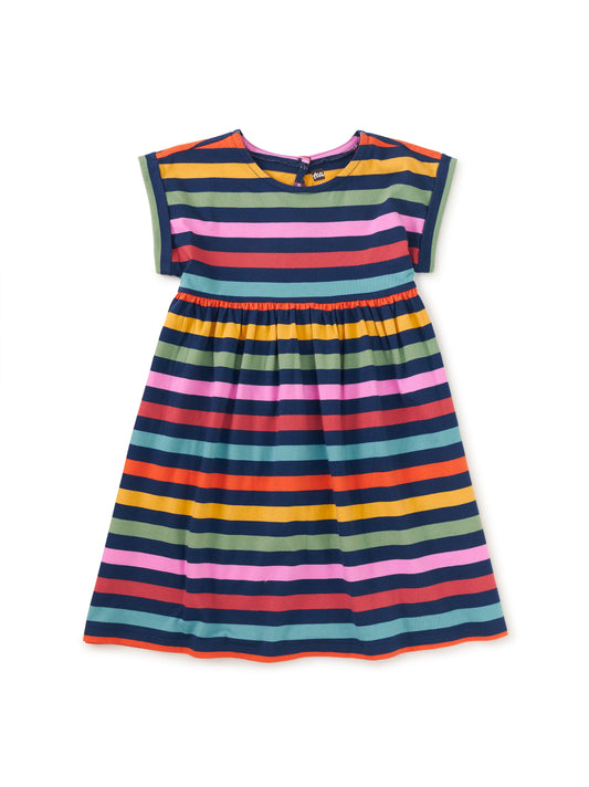 Girls Empire Dress - Nightfall Stripe