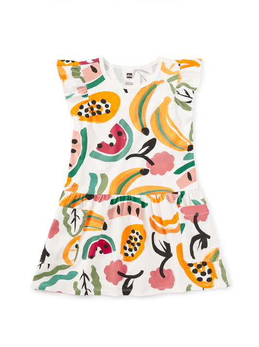 Flutter Sleeve Dress - Painted Fruit