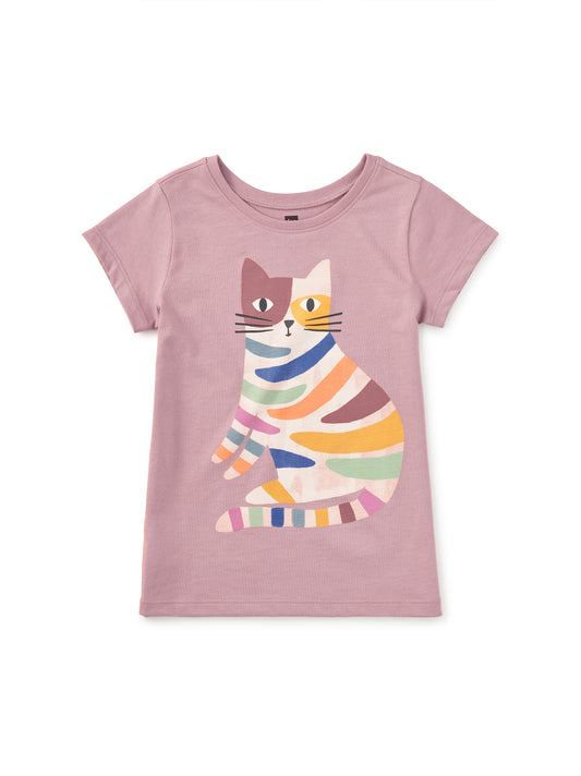 Girls Graphic Tee - Mauve Kitty