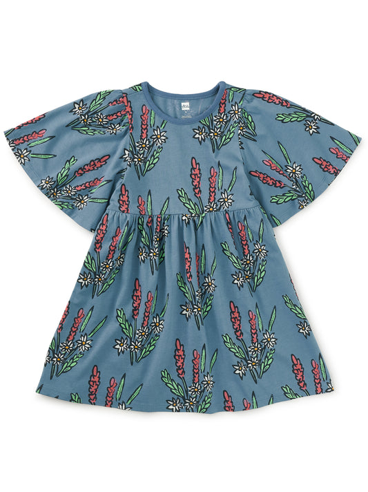 Angel Sleeve Dress - Block Print Floral