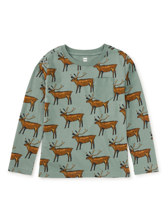Boys Pocket Tee - Painted Deer
