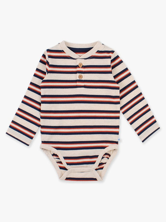 Infant Henley Bodysuit - Ivory Stripe