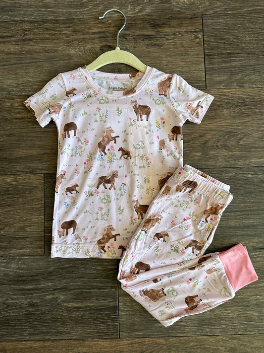 Bamboo Short Sleeve/Pant PJ - Watercolor Ponies