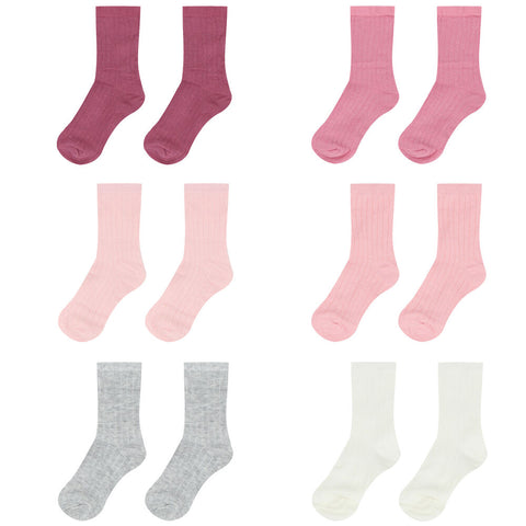 9655 - Infant Sock 6 Pc Set - Rose