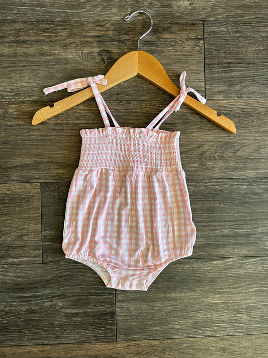 Bamboo Tie Strap Bubble - Pink Gingham