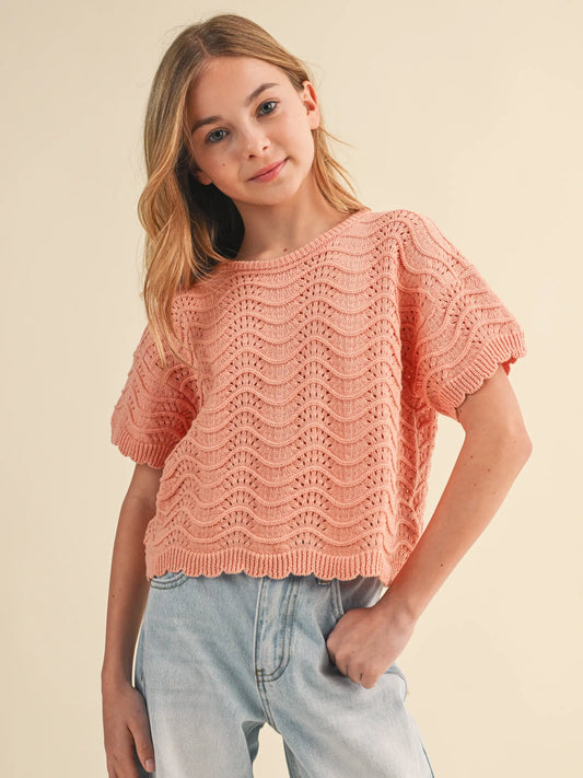 Tween Crochet Top - Coral