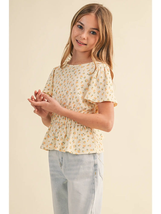 Tween Peplum Top - Floral