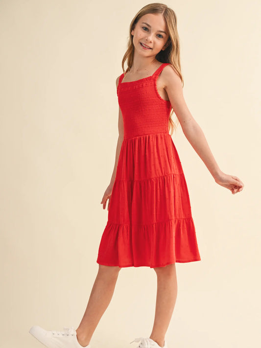Tween Smocked Dress - Red