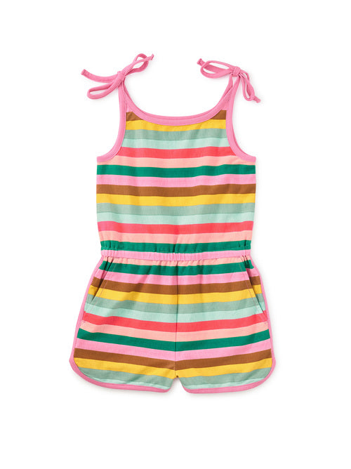 Tie Shoulder Sporty Romper - Sebastian Stripe
